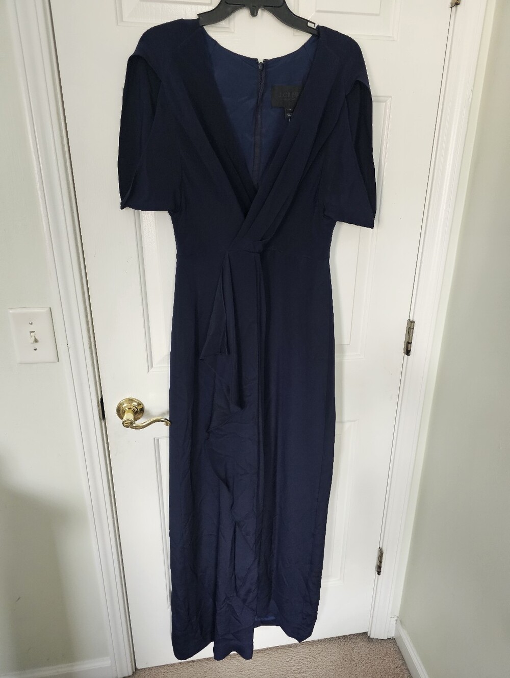 NWT J.Crew Collection 100% Silk Navy Faux Wrap Maxi Gown Size 10